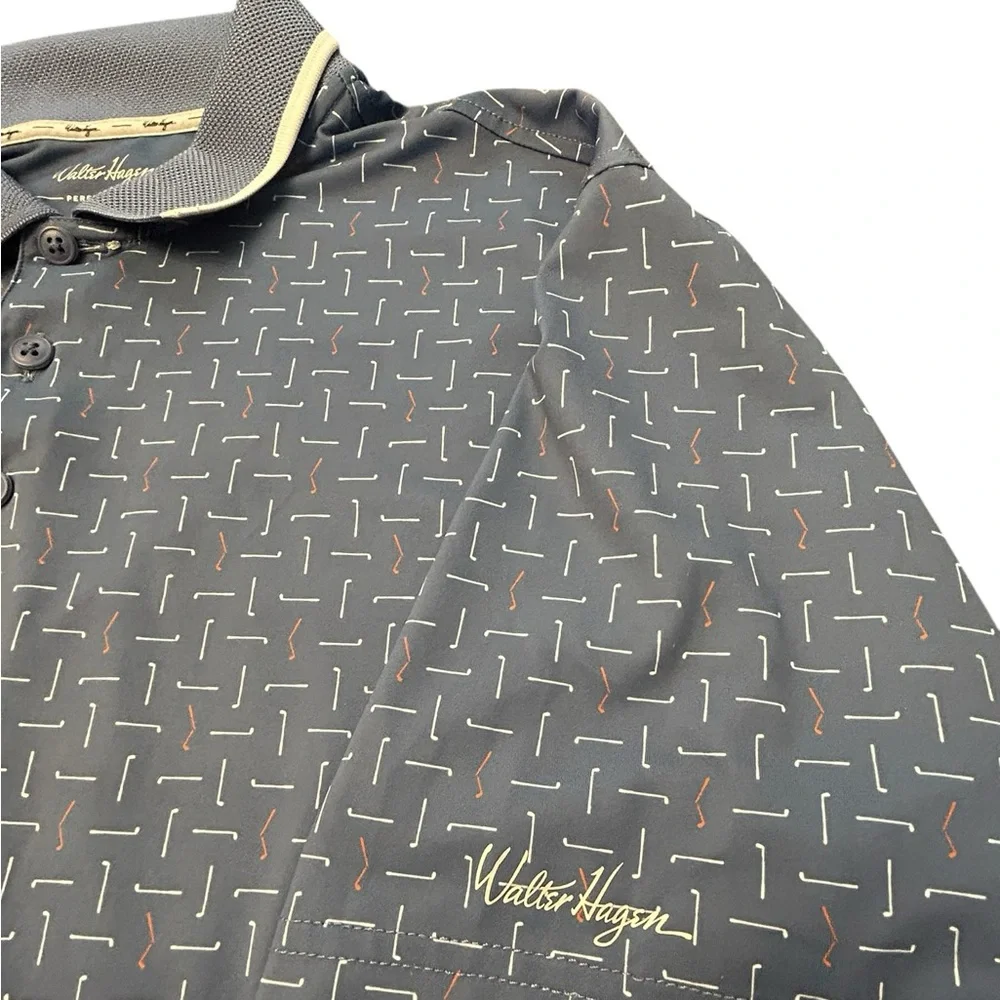 Walter Hagen Men’s Blue Patterned Performance 11 Stretch Golf Polo SZ Large EUC - Picture 6 of 14